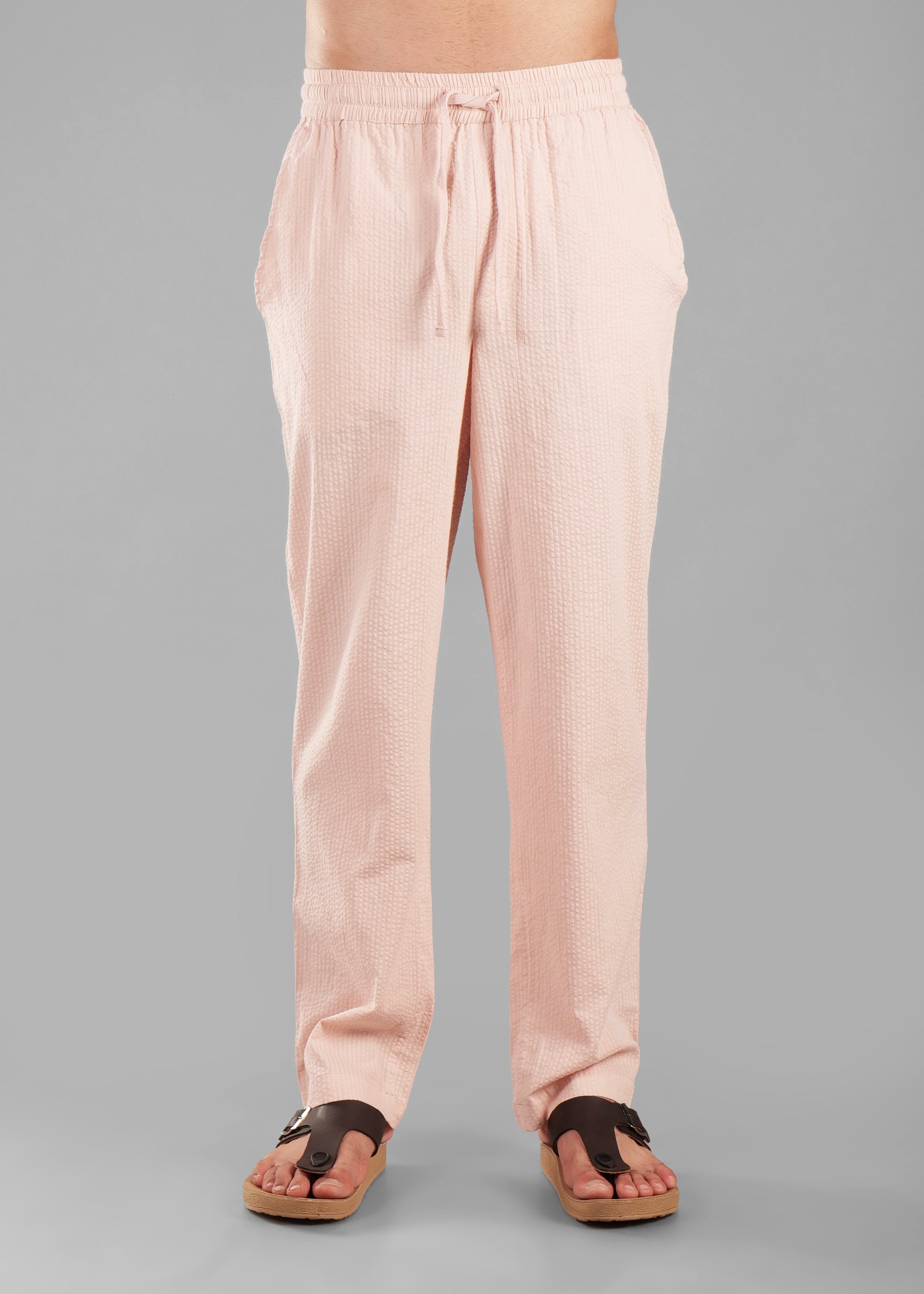 Rosy Brown Linen-Blend Relaxed Pants for Men