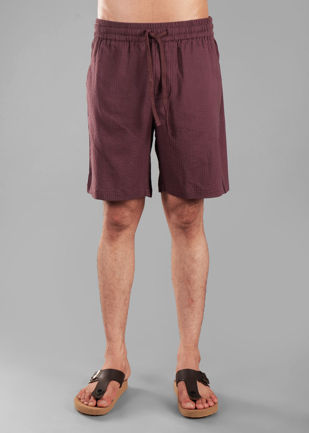 Coffee Bean Textured Cotton Shorts for Men