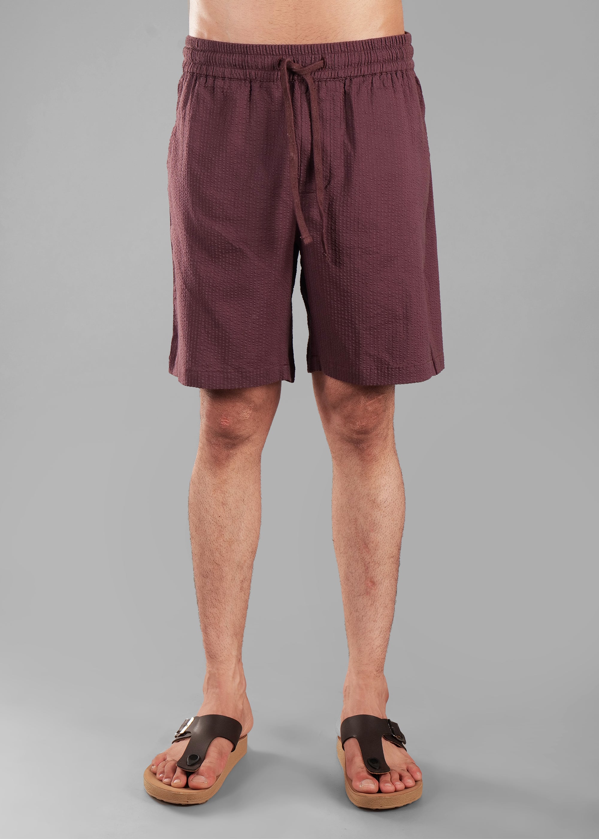 Coffee Bean Textured Cotton Shorts for Men