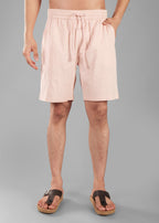 Rosy Brown Textured Cotton Shorts for Men