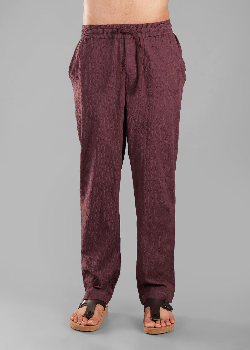Coffee Bean Textured Relaxed Pants for Men