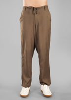 Olive Green Linen-Blend Relaxed Pants for Men