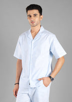 Sky Blue Cuban Collar Shirt for Men
