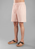 Rosy Brown Textured Cotton Shorts for Men
