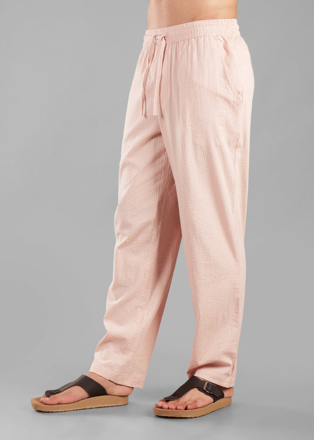Rosy Brown Linen-Blend Relaxed Pants for Men