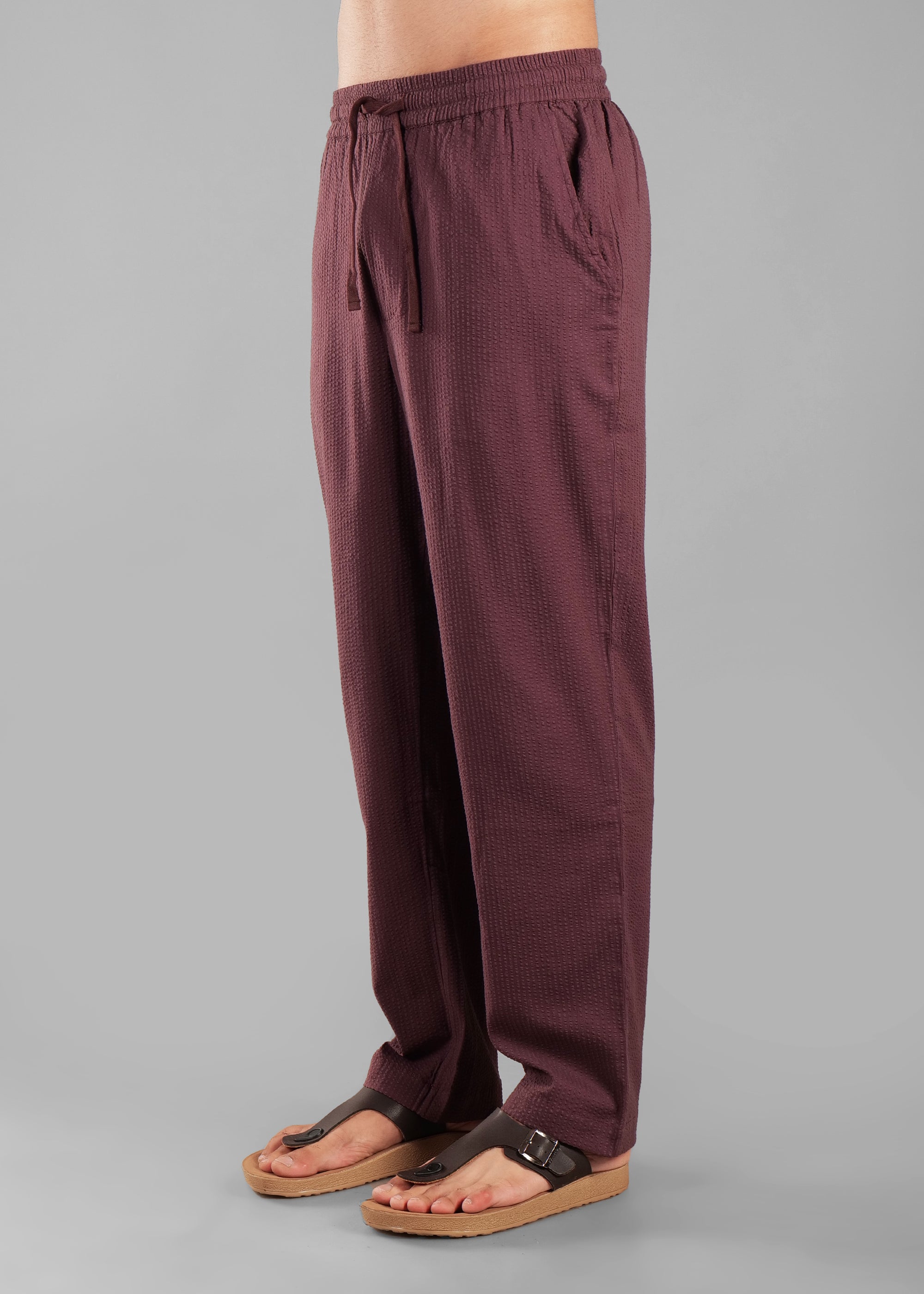 Coffee Bean Textured Relaxed Pants for Men