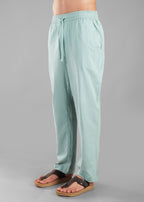 Granite Green Linen-Blend Relaxed Pants for Men