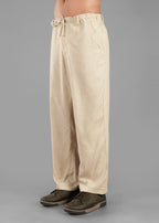 Raw Beige Linen-Blend Relaxed Pants for Men