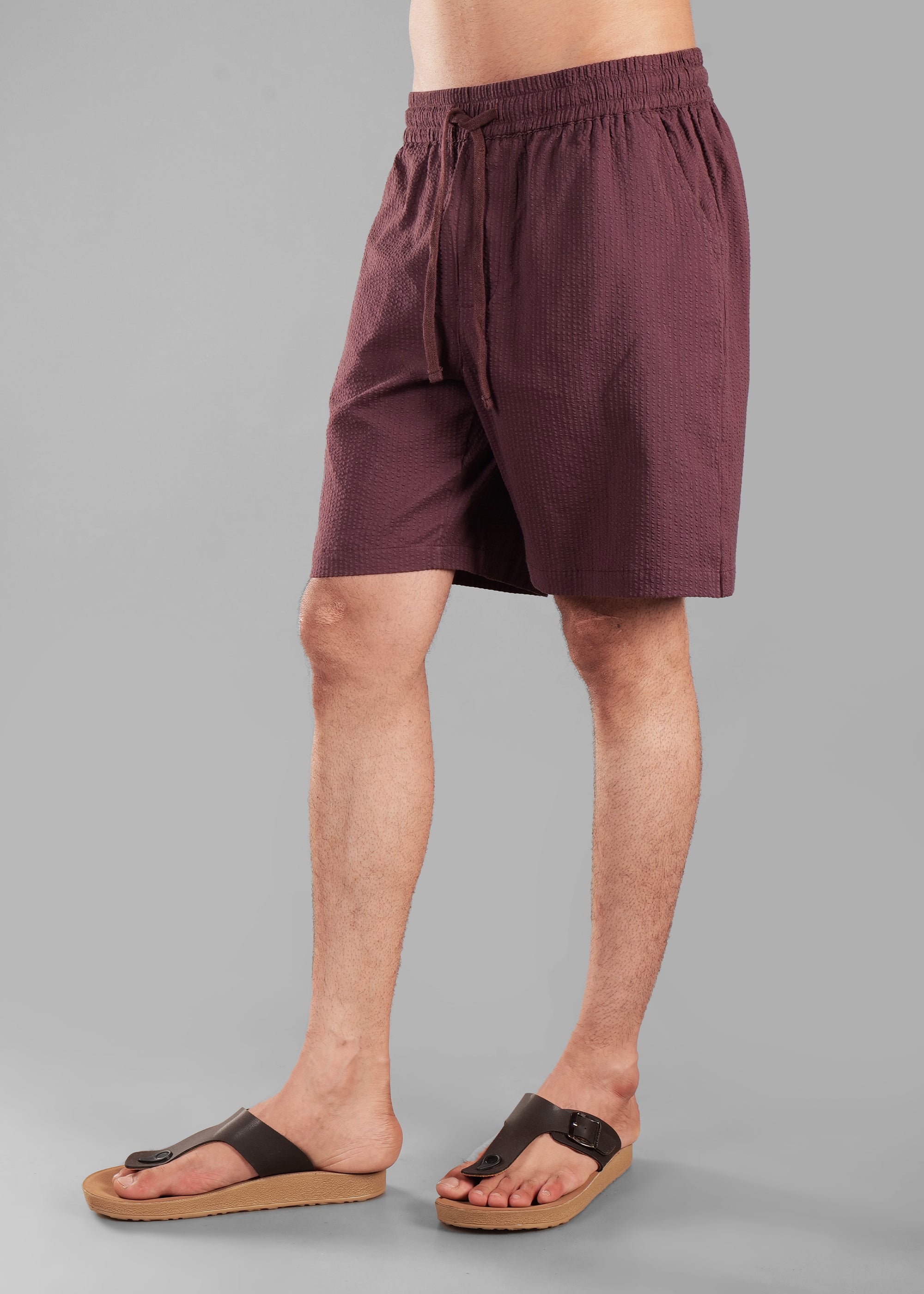 Coffee Bean Textured Cotton Shorts for Men