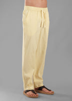 Butter Yellow Linen-Blend Relaxed Pants for Men