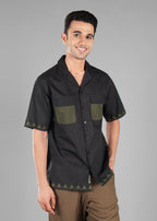 Noir Olive Dual Pocket Cotton Shirt for Men