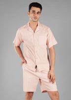 Rosy Brown Textured Cuban Collar Co-ord Set