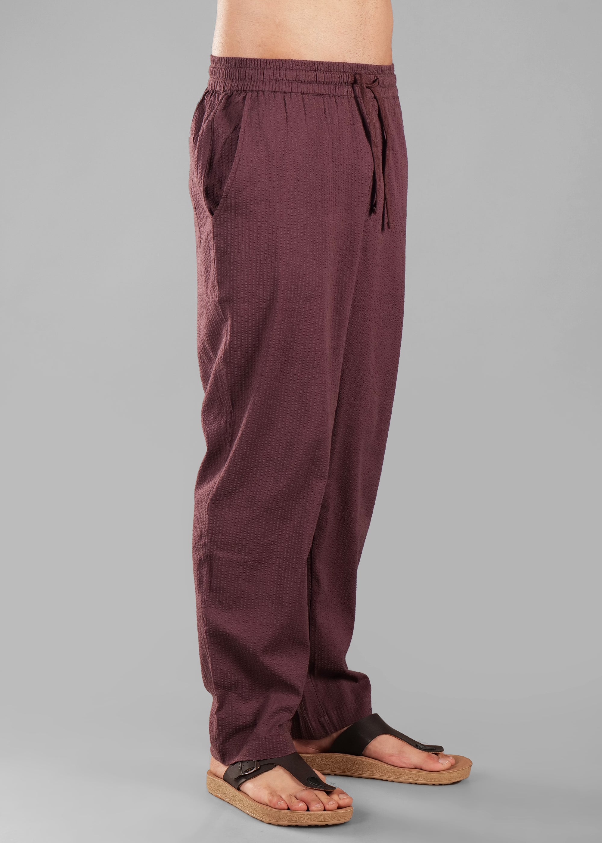 Coffee Bean Textured Relaxed Pants for Men