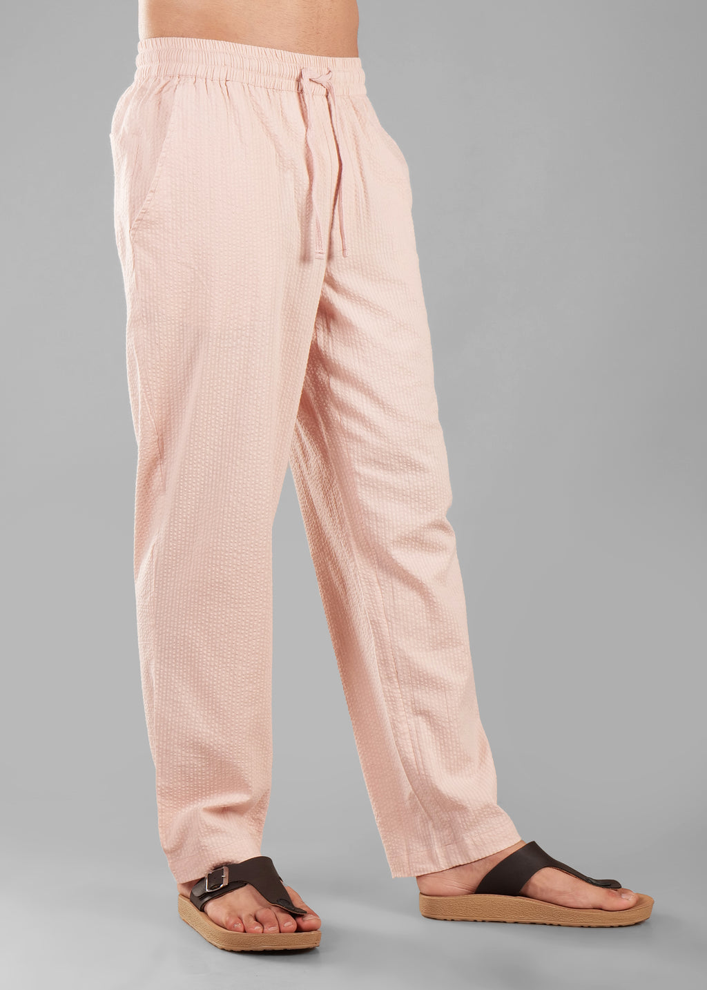 Rosy Brown Linen-Blend Relaxed Pants for Men