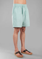 Granite Green Textured Cotton Shorts for Men