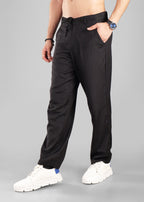 Black Linen-Blend Relaxed Pants for Men