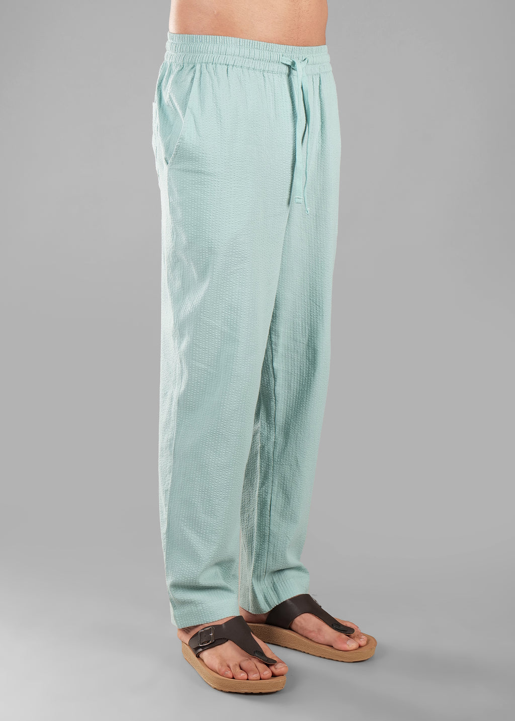 Granite Green Linen-Blend Relaxed Pants for Men