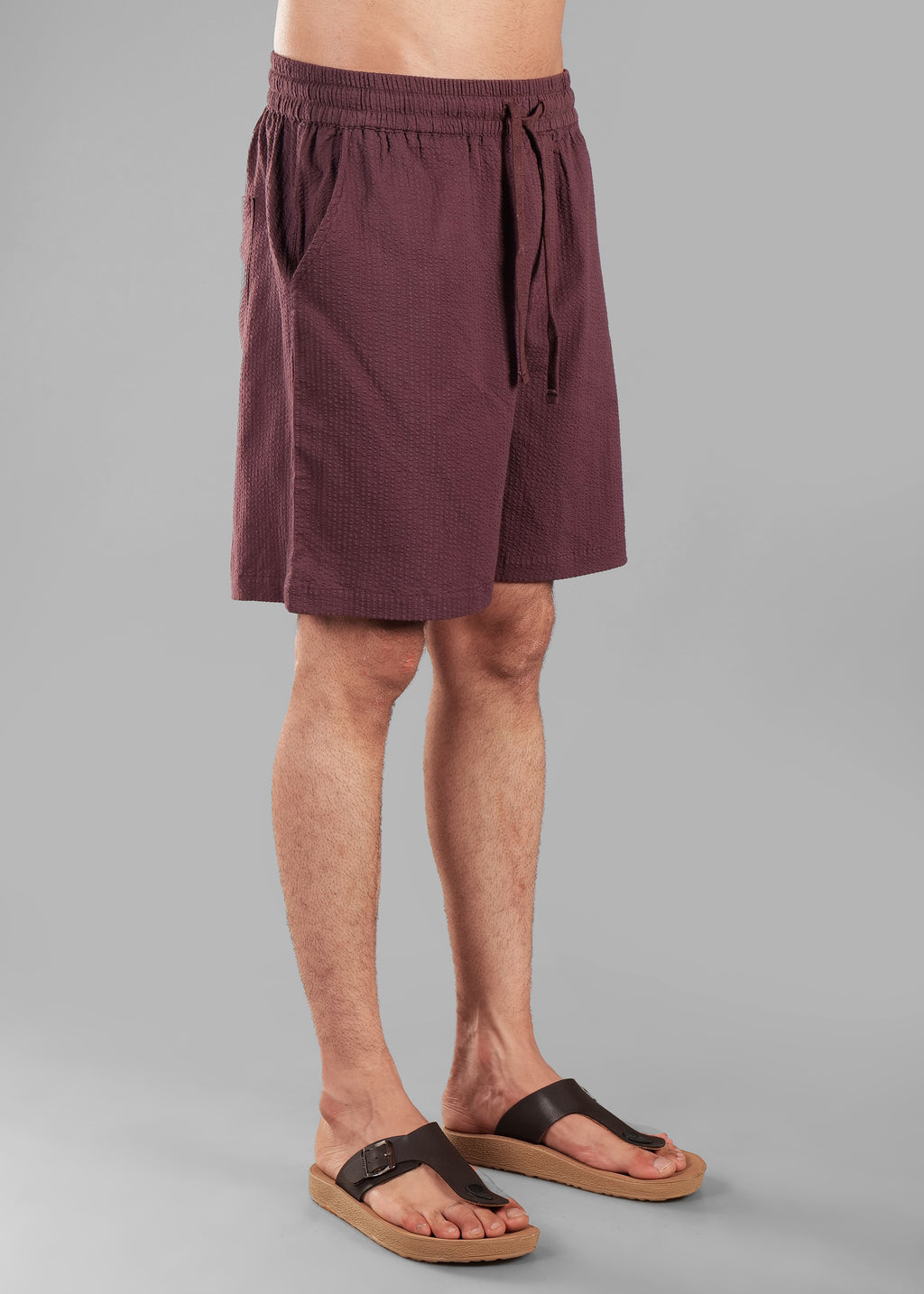 Coffee Bean Textured Cotton Shorts for Men