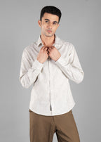 Olive Linen-Blend Striped Shirt for Men