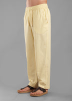 Butter Yellow Linen-Blend Relaxed Pants for Men