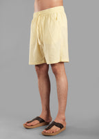 Butter Yellow Textured Cotton Shorts for Men