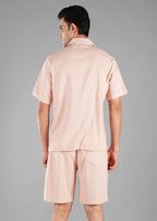 Rosy Brown Textured Cuban Collar Co-ord Set