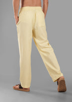 Butter Yellow Linen-Blend Relaxed Pants for Men