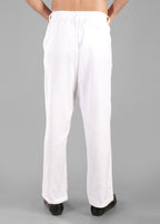 White Linen-Blend Relaxed Pants for Men