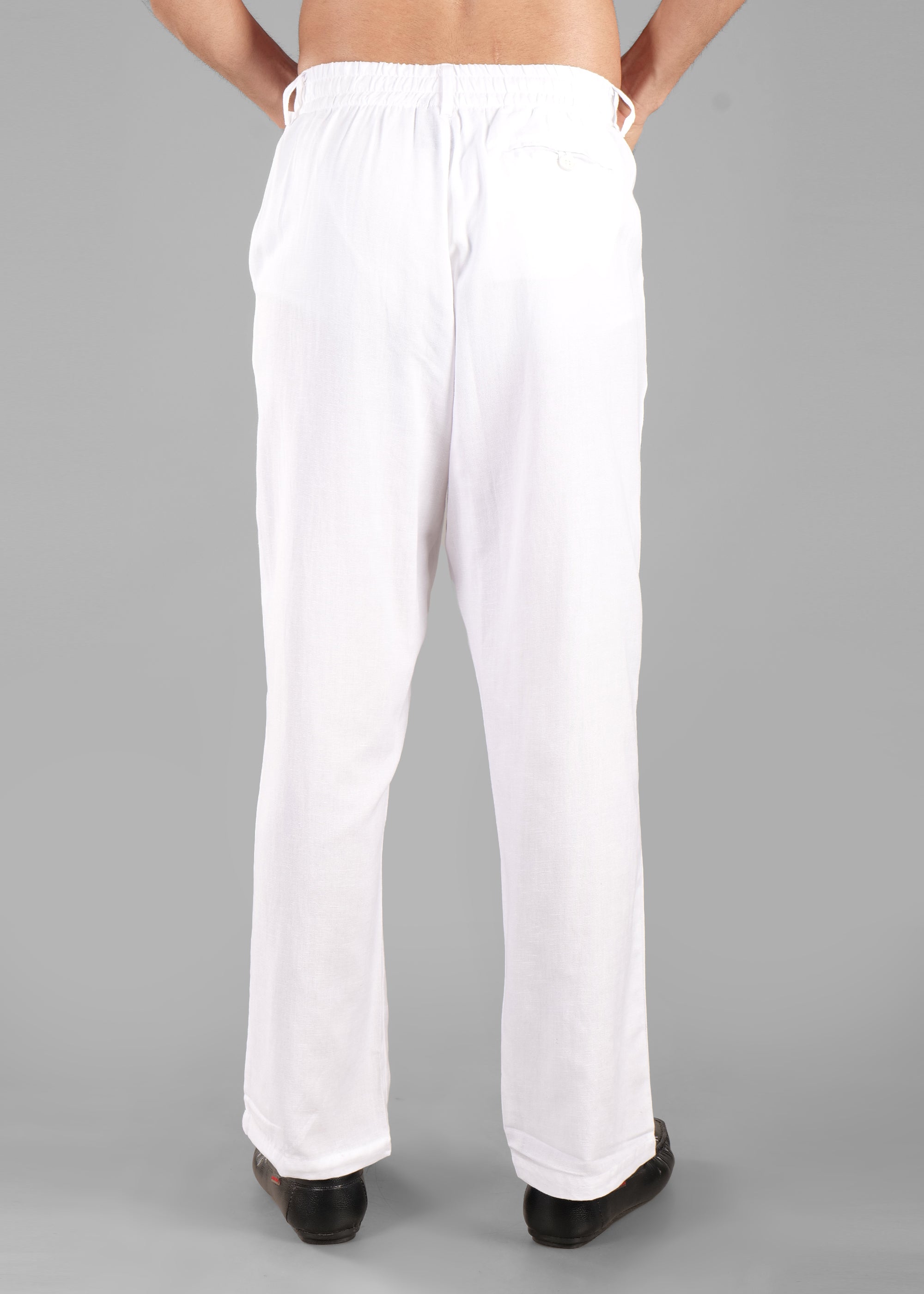 White Linen-Blend Relaxed Pants for Men
