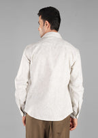 Olive Linen-Blend Striped Shirt for Men