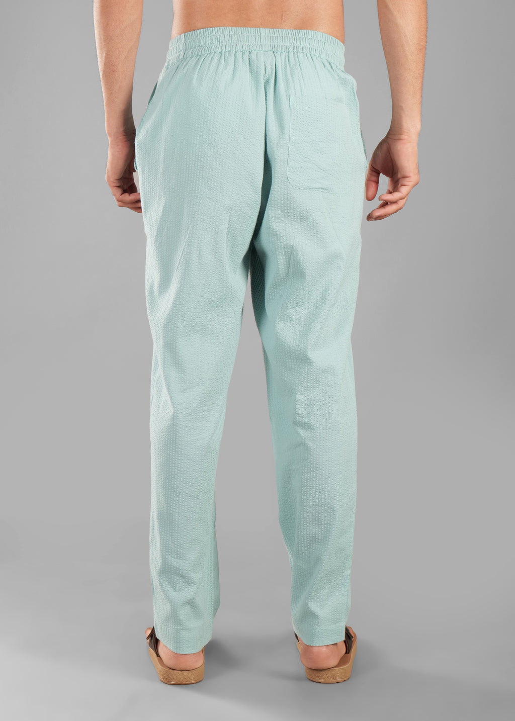 Granite Green Linen-Blend Relaxed Pants for Men