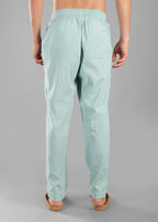 Granite Green Linen-Blend Relaxed Pants for Men