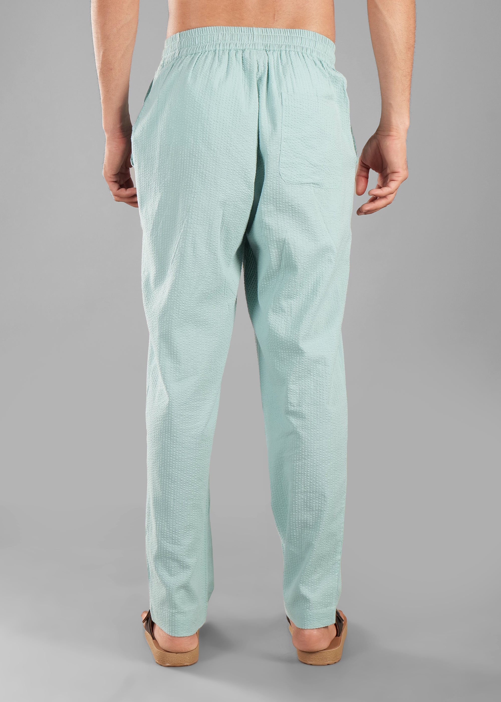 Granite Green Linen-Blend Relaxed Pants for Men