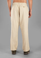 Raw Beige Linen-Blend Relaxed Pants for Men