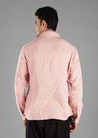 Rosy Brown (Blush Pink) Long Sleeve Crinkled Cotton Shirt for Men