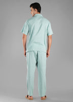 Granite Green Textured Cuban Collar Co-ord Set for Men | Stay Unhynged