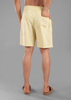 Butter Yellow Textured Cotton Shorts for Men