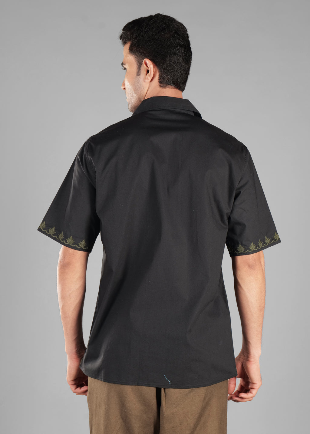 Noir Olive Dual Pocket Cotton Shirt for Men