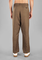 Olive Green Linen-Blend Relaxed Pants for Men