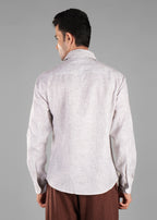 Brown Linen-Blend Striped Shirt for Men