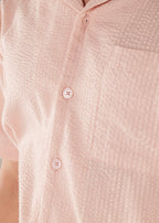 Rosy Brown Textured Cuban Collar Co-ord Set