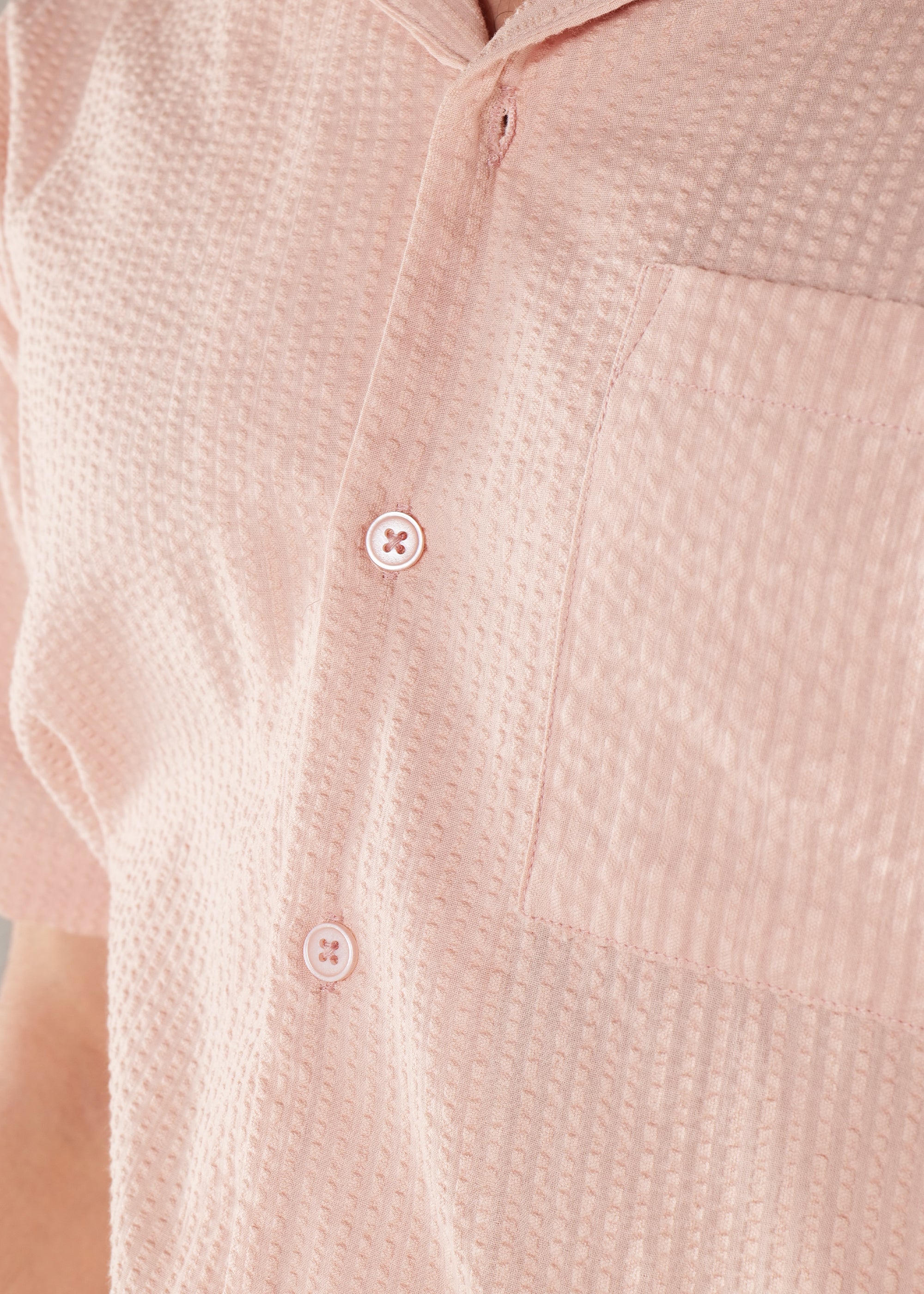 Rosy Brown Textured Cuban Collar Co-ord Set