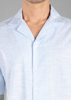 Sky Blue Cuban Collar Shirt for Men