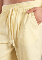 Butter Yellow Textured Cotton Shorts for Men