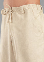 Raw Beige Linen-Blend Relaxed Pants for Men