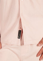 Rosy Brown Textured Cuban Collar Co-ord Set