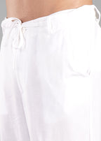 White Linen-Blend Relaxed Pants for Men