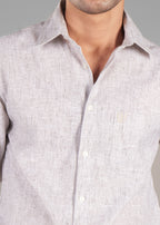 Brown Linen-Blend Striped Shirt for Men