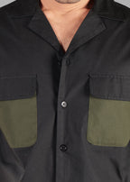 Noir Olive Dual Pocket Cotton Shirt for Men