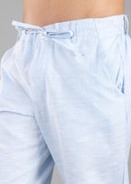 Sky Blue Linen-Blend Relaxed Pants | Unhynged